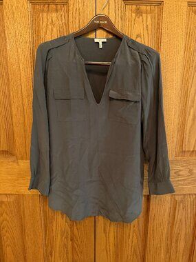 Joie gray silk blouse top shirt medium